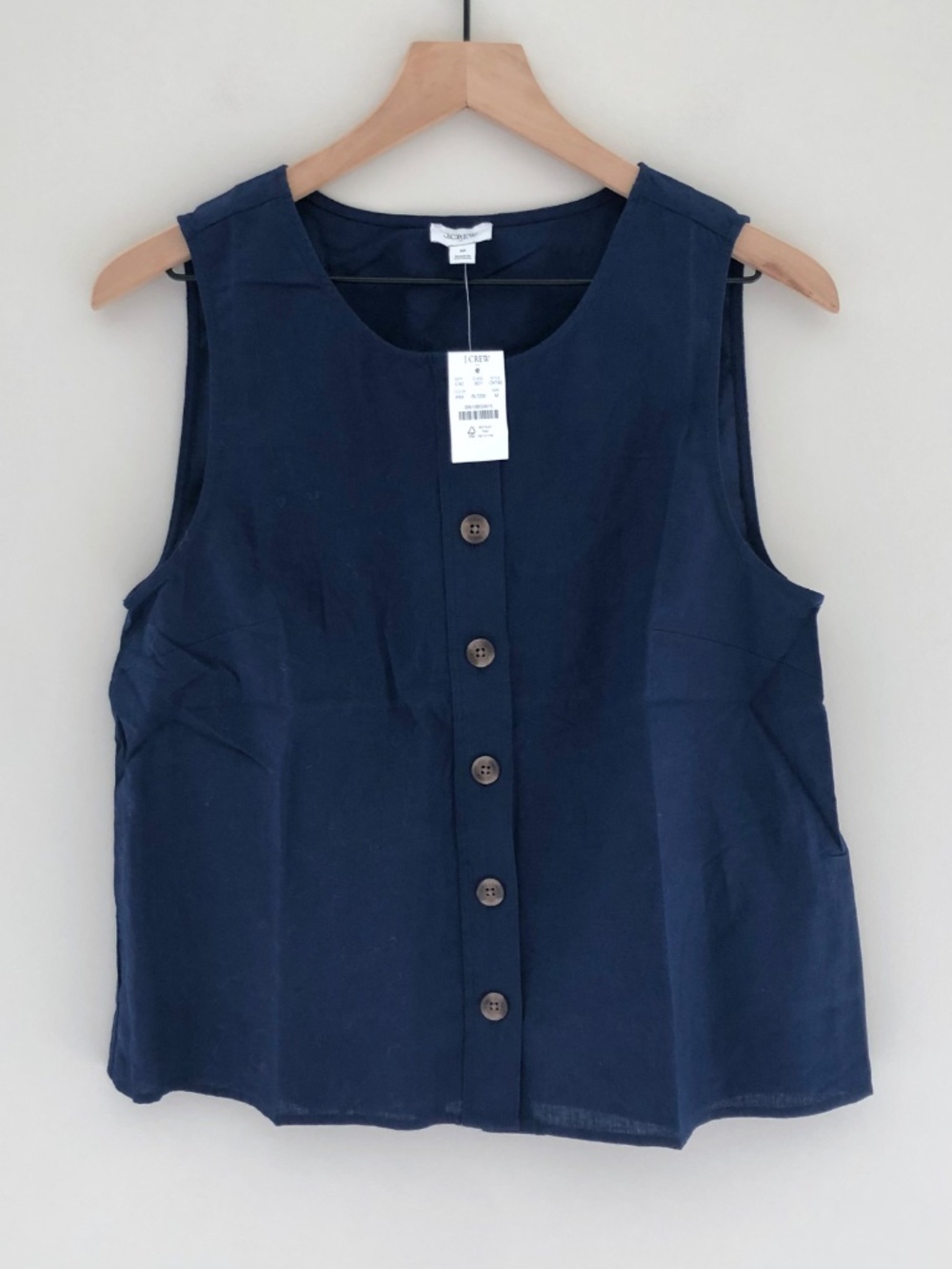 SOLD☀️NWT J.Crew Factory Linen-blend Button-front Shell - Picture 2 of 4